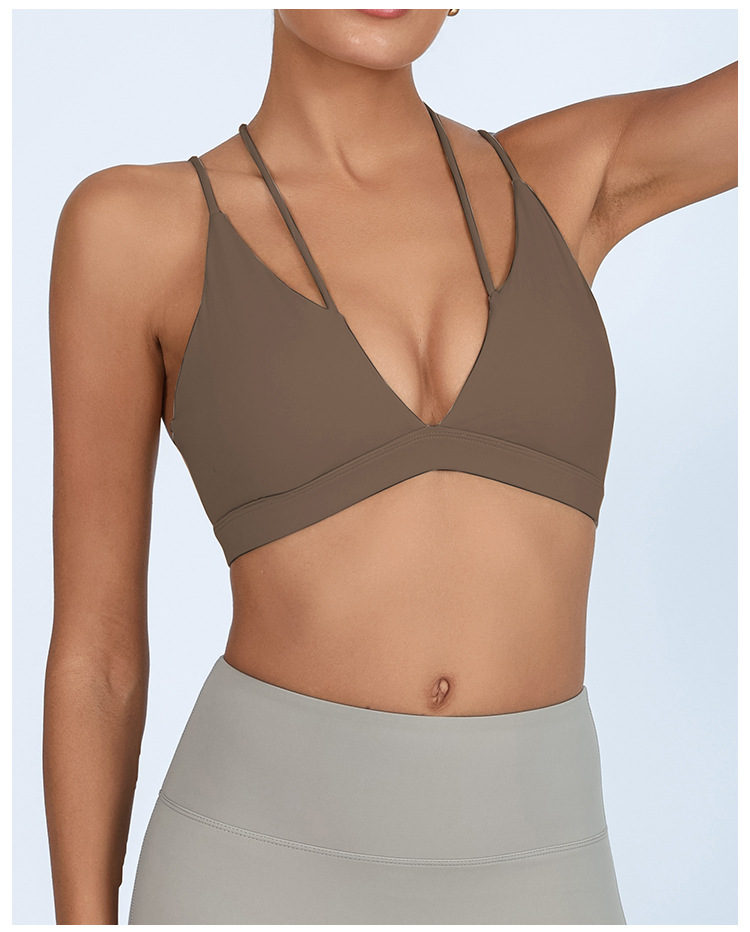 Comercio exterior Yoga transfronterizo Beauty Back Fitness Chaleco Mujer con almohadilla para el pecho Alta elasticidad y secado rápido para envolver el pecho Sujetador de entrenamiento de fitness deportivo