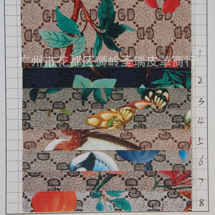 厂家批发人造革PVC革 印刷花朵图案箱包手袋皮革SR-1024