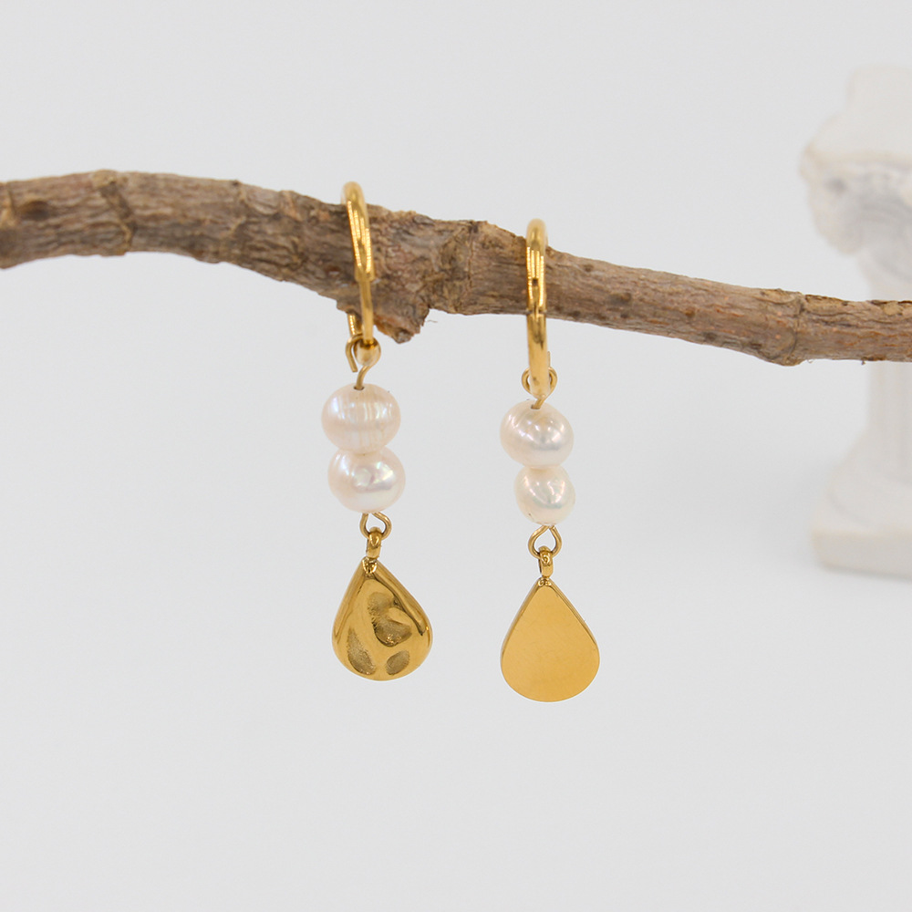 18K Gold Plating in Furnace Plating Material Natural Pearls Vary in Size, Please Consider Carefully before Ordering! Inlay Material 1 Pair Retro Water Droplets Pearl Plating Ear Ring 303 Stainless Steel Other 304 Stainless Steel Natural Pearl Natural Pearls Vary In Size, Please Consider Carefully Before Ordering! 18K Gold Plating In Furnace Stainless Steel Earrings