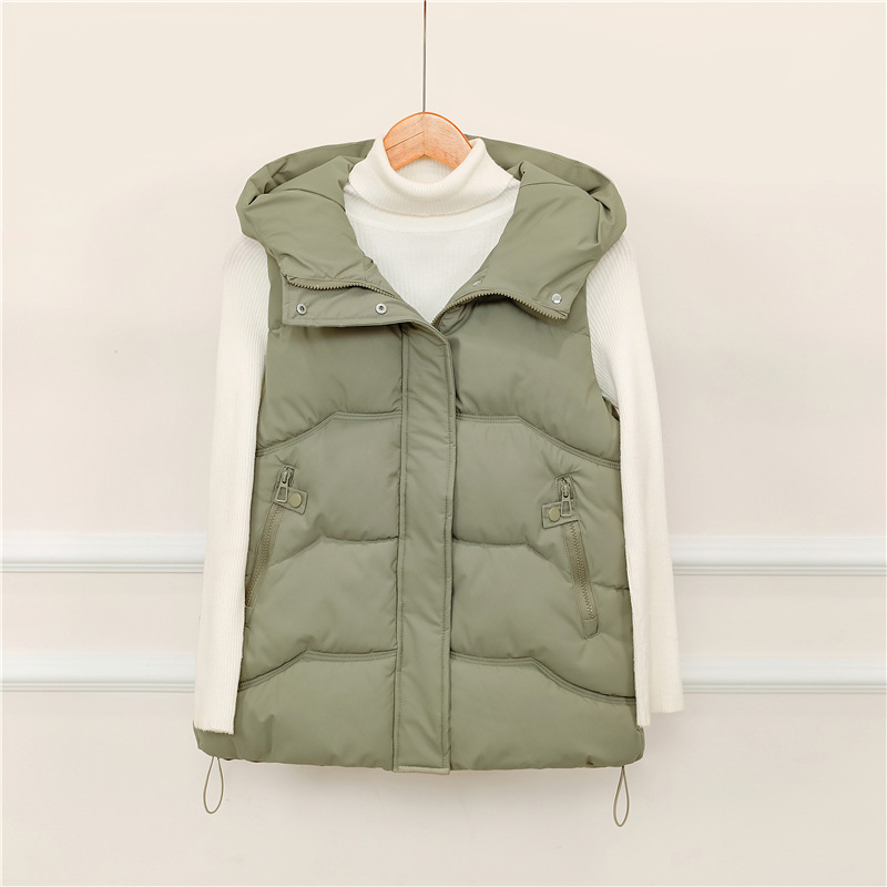 Comercio exterior algodón chaleco de invierno de otoño nuevo estilo coreano suelto medio largo encapuchado sin mangas algodón hombro de camisa de moda image 2