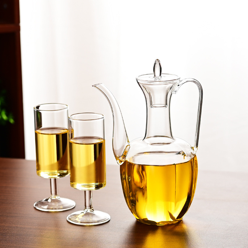 Transparent handle imperial concubine hand-held pot + 2 short cups