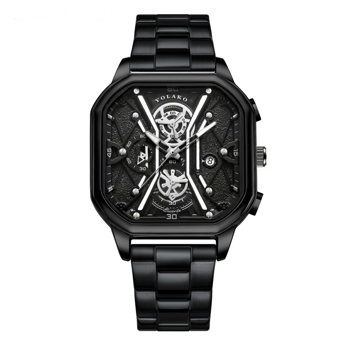 Wrist Watch Non-mechanical Watch Large Dial Men's Watch Men's Watch Super Large New Concept Calendar Creative Belt Steel Band Watch_voghion.com