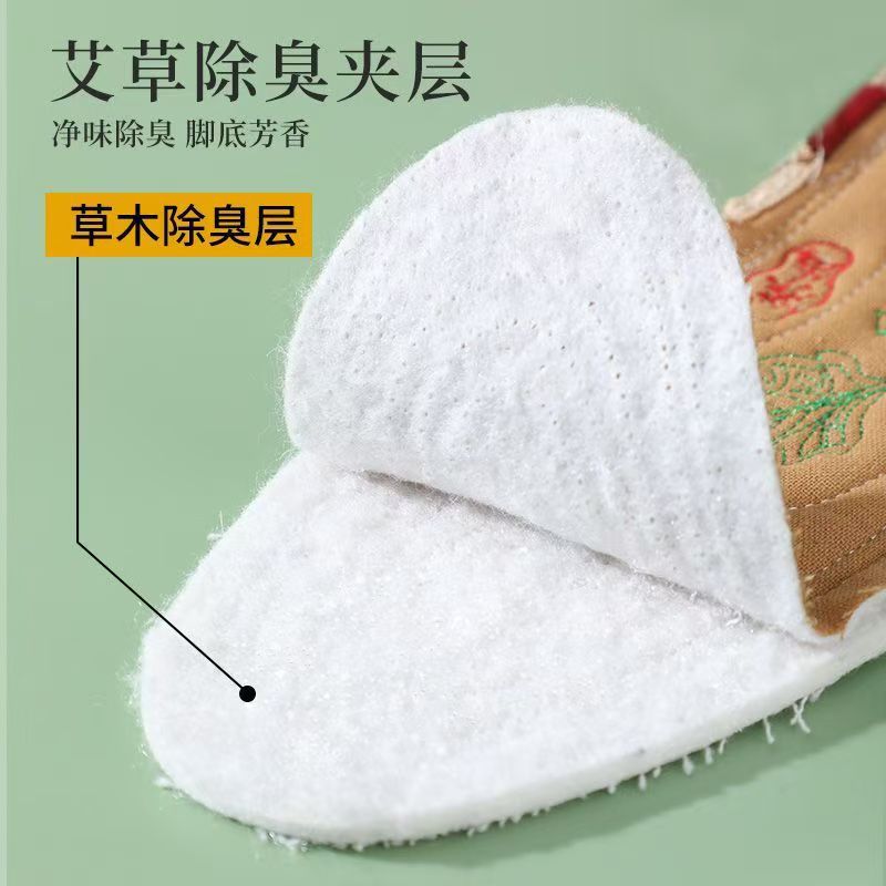 Insola de algodón bordado de moxa de invierno engrosado transpiración masculina sudor antiolor antifrío para mujeres suela de algodón cálido suave