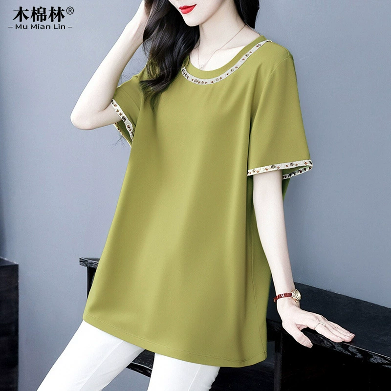 2025 новая летняя мода короткий рукав хлопковая майка нижняя футболка топы свободный большой размер утягивающий эффект для полных женщин одежда