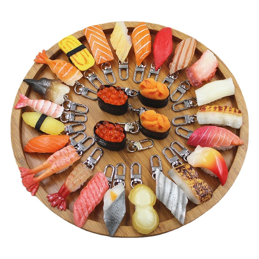 擬似大食玩具置物和風サーモン寿司キーホルダー創意学生プレゼントカバンins