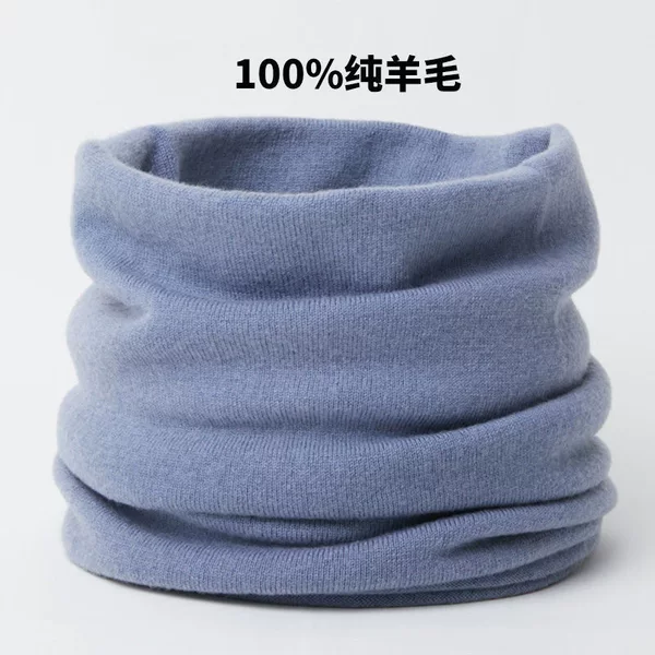 Wool neck warmer for women in winter, thickened and warm, neck protector for men in autumn and winter, knitted pullover scarf for cold protection and warmth
