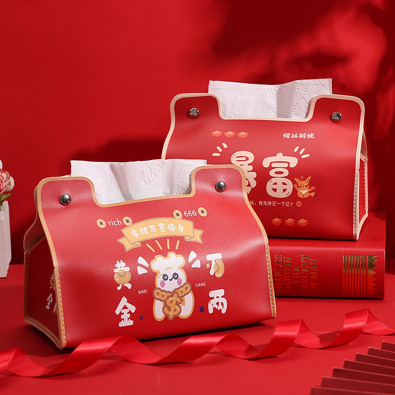 Año nuevo lindo nacional moda caja de pañuelos hogar de alta apariencia caja de pañuelos impermeable dormitorio coche sala de estar caja de pañuelos universal