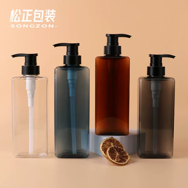 Spot Push-Type 400/500ml Shower Gel Bottle Square Care Lotion Bottle Pet Plastic Shampoo Bottle