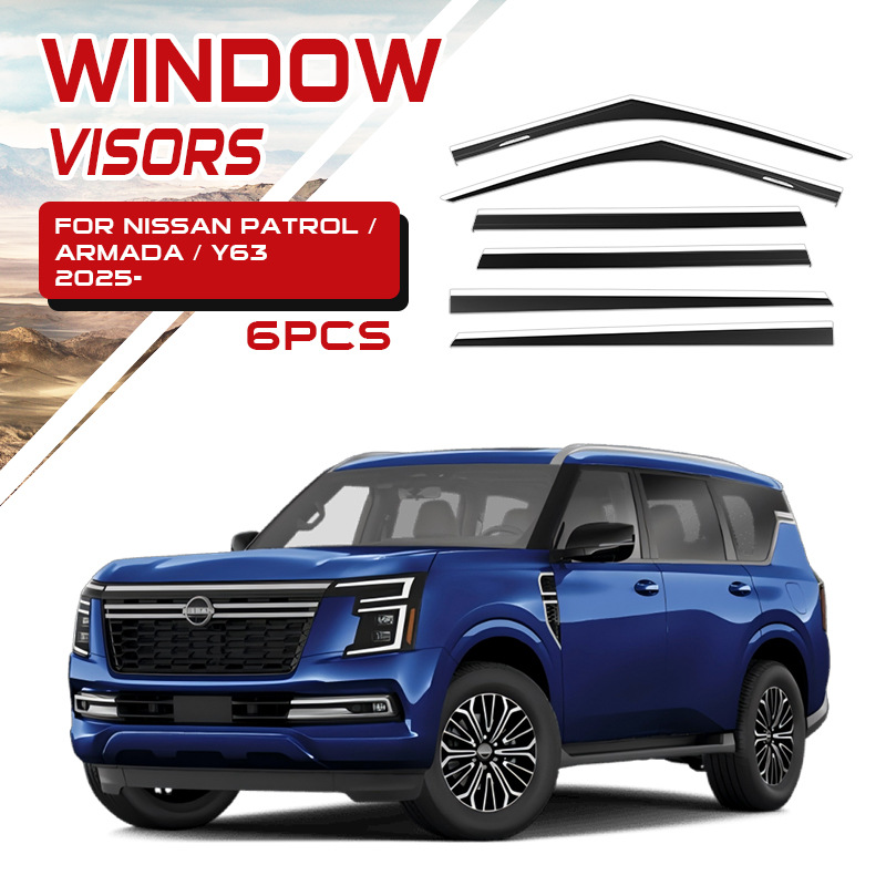Adecuado para Nissan Patrol Y63, ventana, ventana, ceja de lluvia modificada Patrol, ventana, visor, cubierta de lluvia