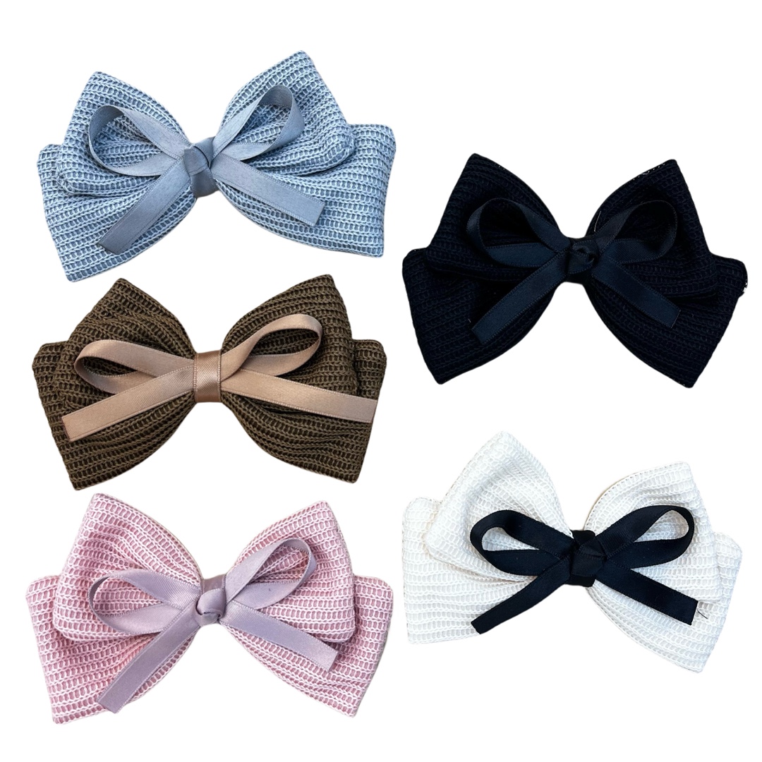 High-grade Chanel style hairpin women's French retro bow top clip side hairpin wool knitted hair accessories headdress