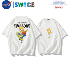 辛普森一家动漫周边纯棉短袖T恤男夏季青少年潮宽松落肩半袖上衣