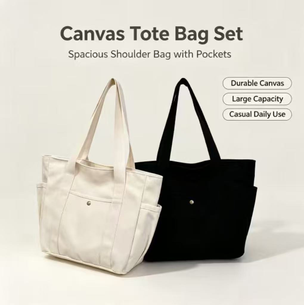 Large-capacity tote canvas bag for work and outings, stylish and versatile for commuting, suitable for students to carry books, shoulder bag