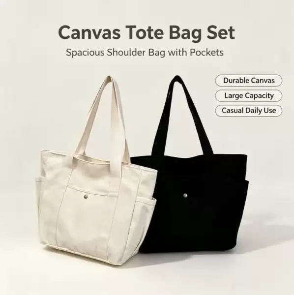 Large-capacity tote canvas bag for work and outings, stylish and versatile for commuting, suitable for students to carry books, shoulder bag