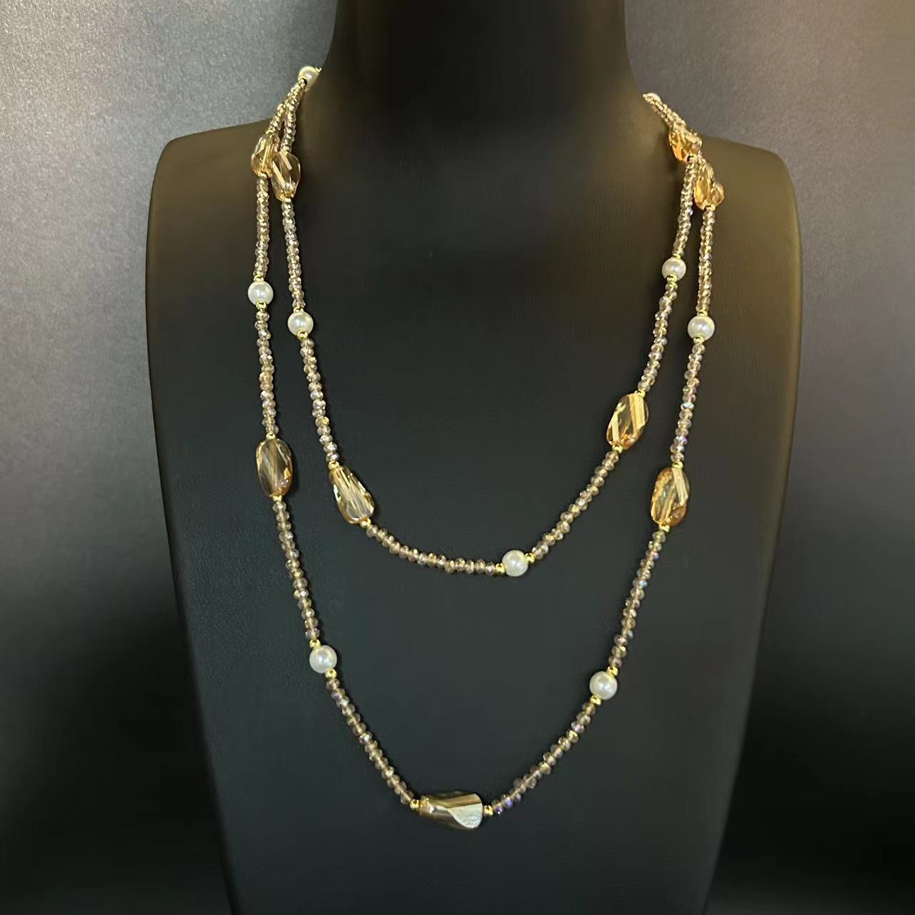 Vintage Facettierte Glasperlenkette Chinesischer Stil_voghion.com
