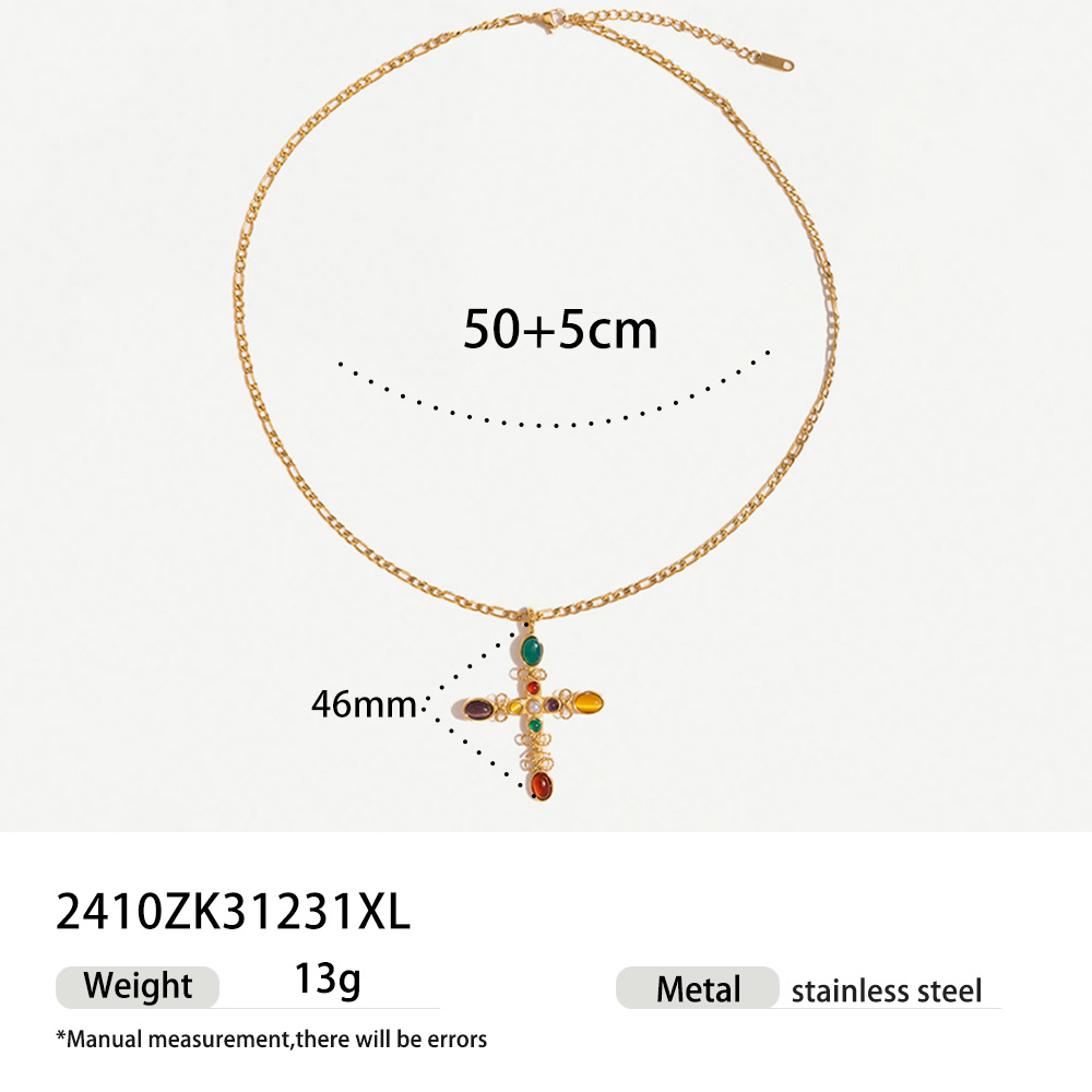 TENA Europa y los Estados Unidos collar de acero inoxidable explosión transfronteriza joyería de moda universal cruzada clavícula joyería personalizada image 8