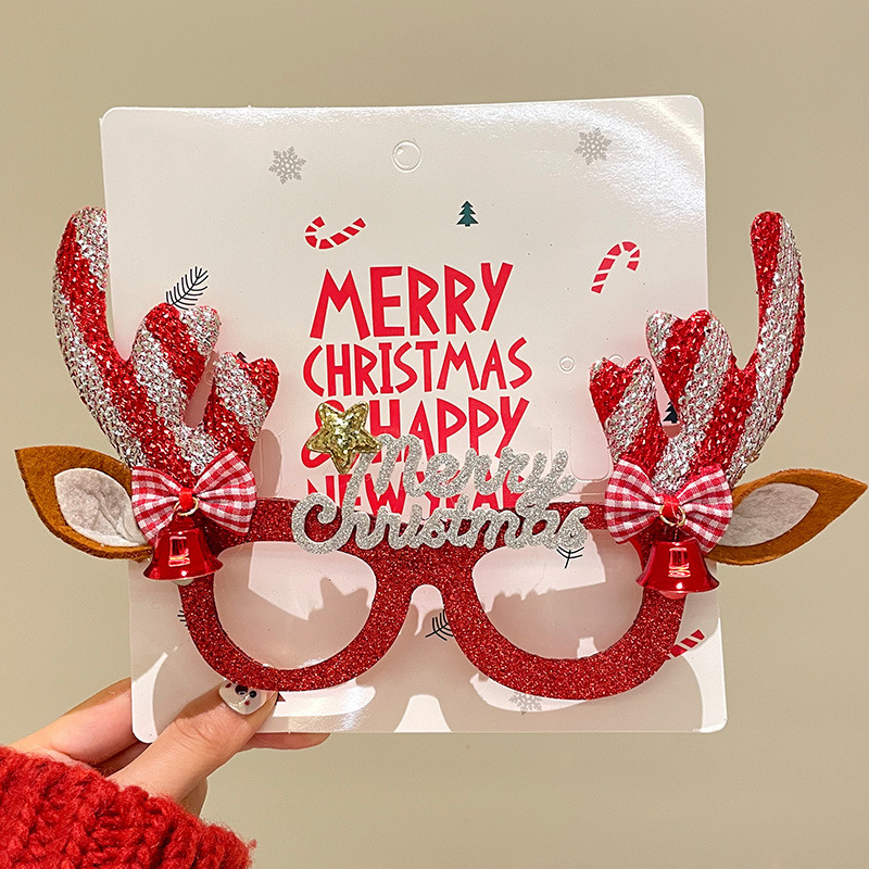 Nuevo marco de gafas de plástico feliz navidad para adultos y niños fiesta de disfraces accesorios de Navidad al por mayor