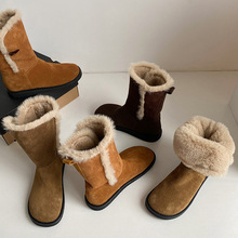 三色厚底雪地靴~2023冬季新品高帮韩版女士舒适短靴