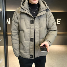 男士冬季厚款羽绒服2023短款加厚白鸭绒男装连帽保暖帅气冬装外套