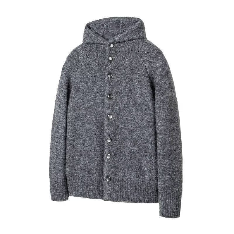 Explosiones transfronterizas de tamaño grande europeo con capuzas cardigan chaqueta suéter de punto hombre perezoso viento viejo fábrica de viento de dinero al por mayor