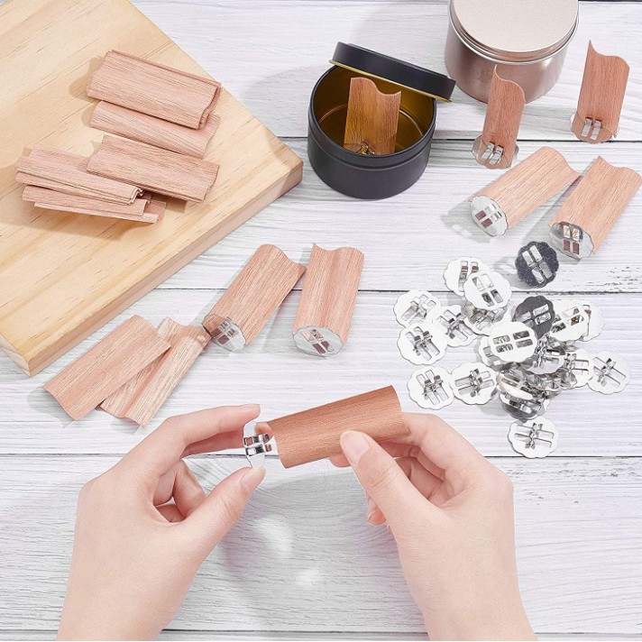 S造型木质灯芯烛芯蜡烛烛台制作带铁架蜡烛芯用于DIY蜡烛制作工艺