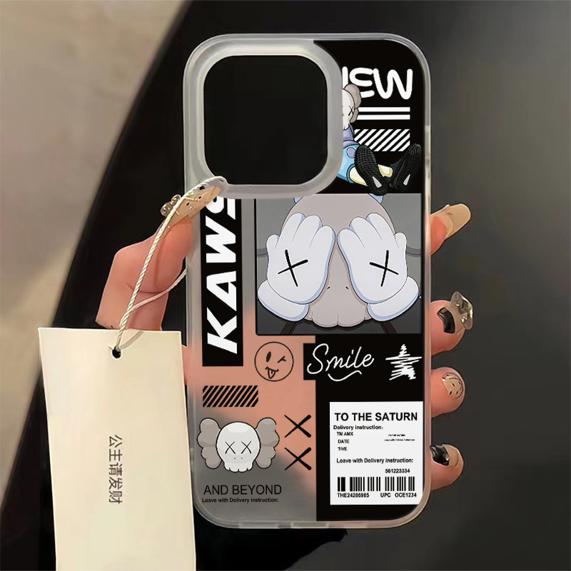 Suitable for Apple Xr Modified 13Pro Ultimate Version Xrto14Pro Frosted Transparent Kaws Sesame Street Modified Mobile Phone Case