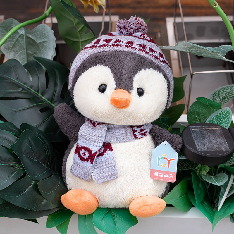 Nuevo creativo lindo invierno muñeca pingüino mochila muñeca de dibujos animados pingüino muñeca de niños almohada agarrar muñeca lote