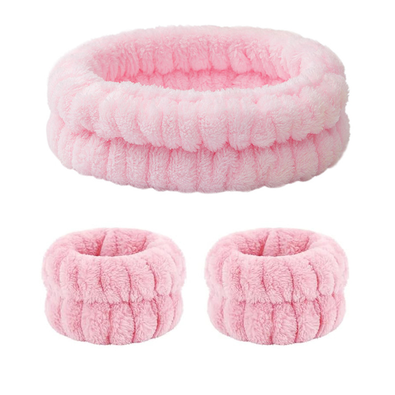 Pink hair tie three-piece set (three elastic hair ties)