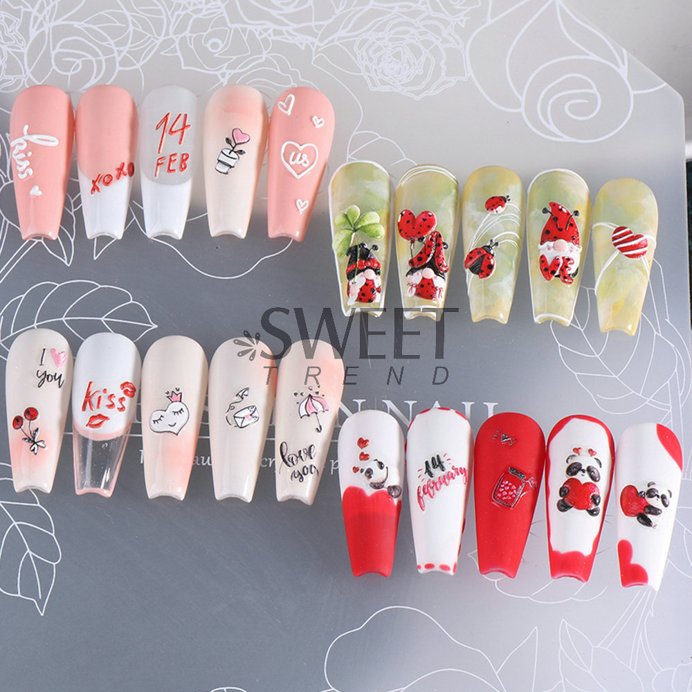 Valentine's Day Retro Sweet Cartoon Heart Shape Rose Pvc Nail Decoration Accessories 1 Piece display picture 4