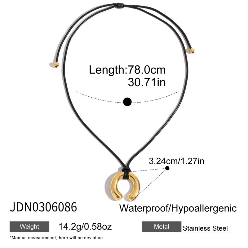 Jieding ヨーロッパとアメリカの黒ロープチタン鋼ネックレスニッチデザイン鎖骨チェーン非退色クロスボーダーホットスタイルステンレス鋼ジュエリー|undefined