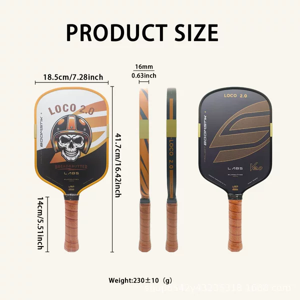 Selkirk Co-Branded Pickleball Racket Retro Gold Loco2Boomstikbread&Bytter Carbon Fiber Pickleball Racket