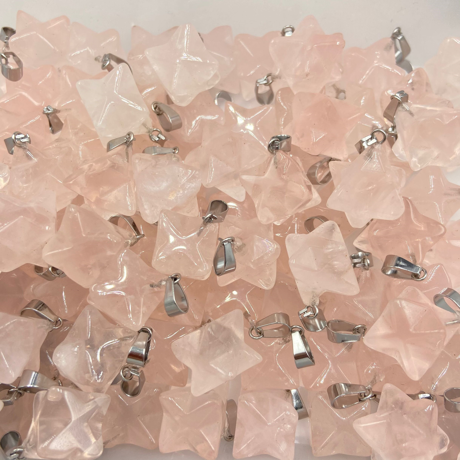 6g Weight Geometric Pattern Unisex Gender Fashion Pink Crystal Star Necklace Pendant 无