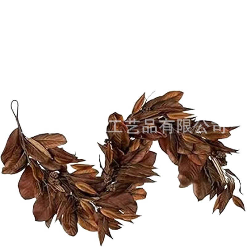 跨境热销Brown Magnolia Leaf Garland棕色木兰叶花环圣诞节花环|undefined