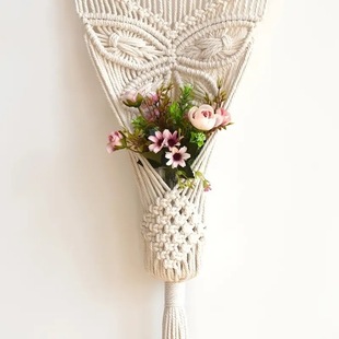 Cross-border Nordic bohemian hand-woven flower basket-cotton rope tapestry and flower pot net bib for home decoration