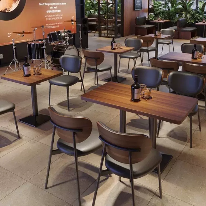 复古美式餐厅酒吧桌椅组合清吧民谣集酒馆火锅店板式卡座沙发商用