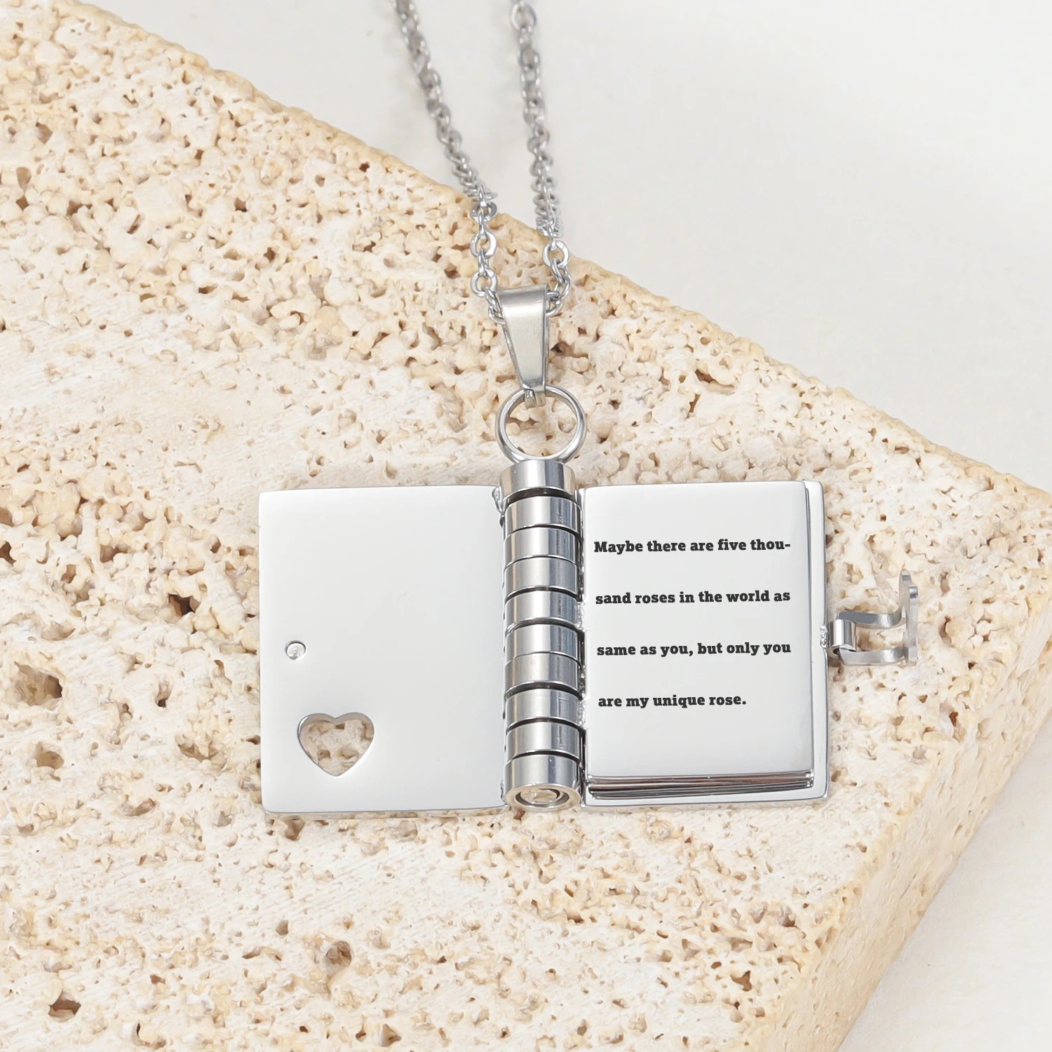 304 Stainless Steel Material Wholesale Jewelry IG Style Casual Book 304 Stainless Steel 18K Gold Plated Pendant Necklace