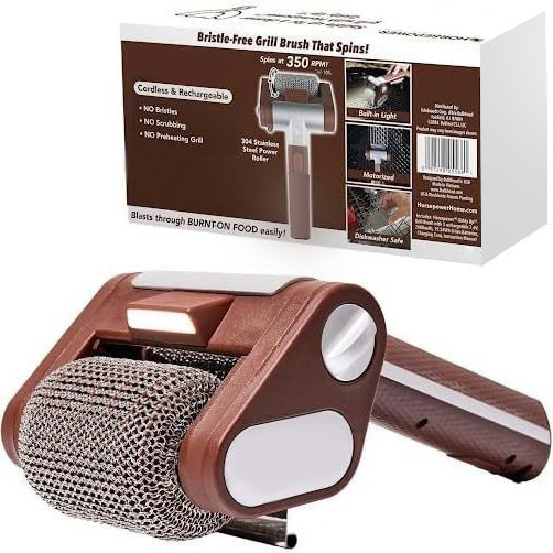 Nuevo rodillo de acero inoxidable transfronterizo cepillo de limpieza de barbacoa con luz LED para eliminar los alimentos quemados cepillo de barbacoa sin cerdas