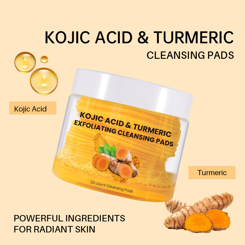 Cross-border Foreign Trade Turmeric Kojic Acid Cleansing Pad Gently Cleansing Facial Skin Pore Mud Exfoliating Cleansing Pad