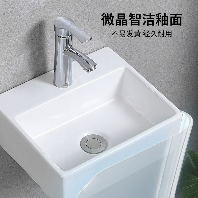 Wall-Mounted Washbasin for Rental Apartment, Balcony, Small Apartment, Simple Ceramic Washbasin Cabinet Combination Washstand with Bubble View