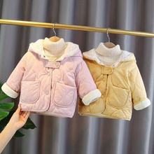 女童冬款加绒加厚夹棉外套2025新款洋气儿童棉服毛毛兔耳朵外套