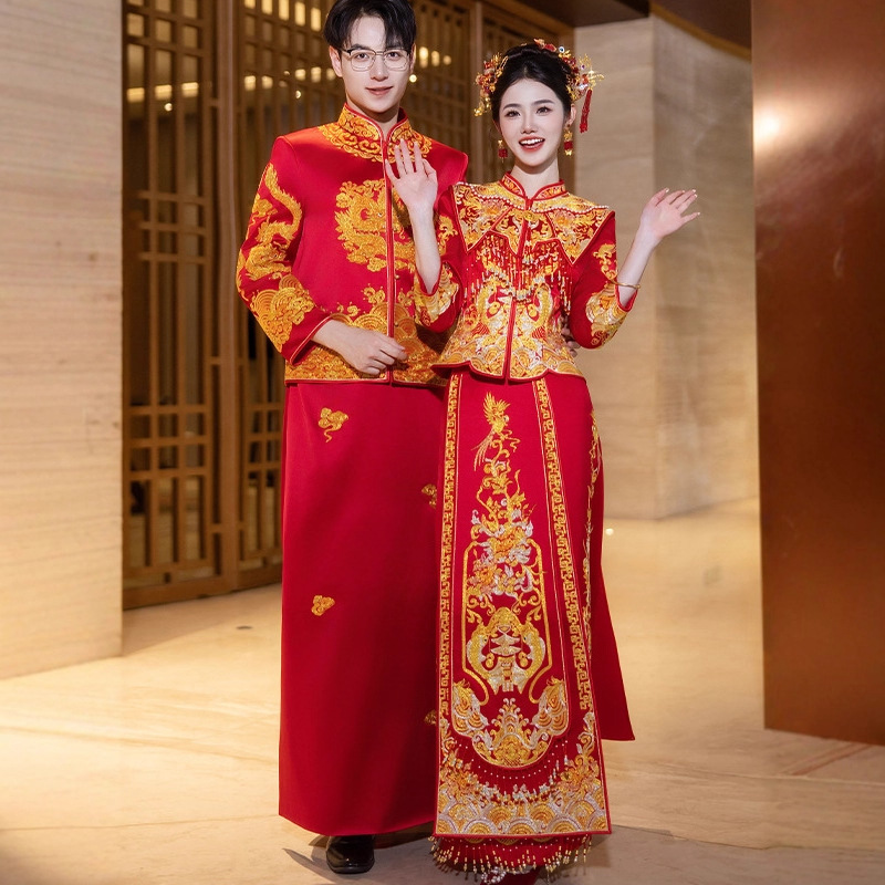Wedding Xiuhe Suit, High-End New Chinese Wedding Dress, Dragon and Phoenix Gown, Luxurious Wedding Gown, Bridal Gown for Women