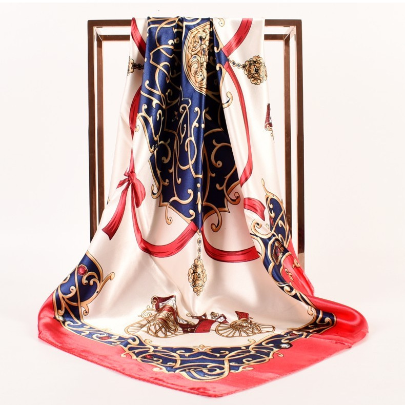 65g Weight Silk Scarf Classification Daily Occasion Satin Material Printing Pattern Summer, Spring, Autumn Season Women'S Gender Printing Design Fashion Style Women's Fashion Printing Satin Printing Silk Scarves 无