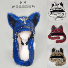 暗黑系哥特风冬季毛绒帽子亚文化辣妹猫耳帽朋克风摇滚秋冬保暖帽