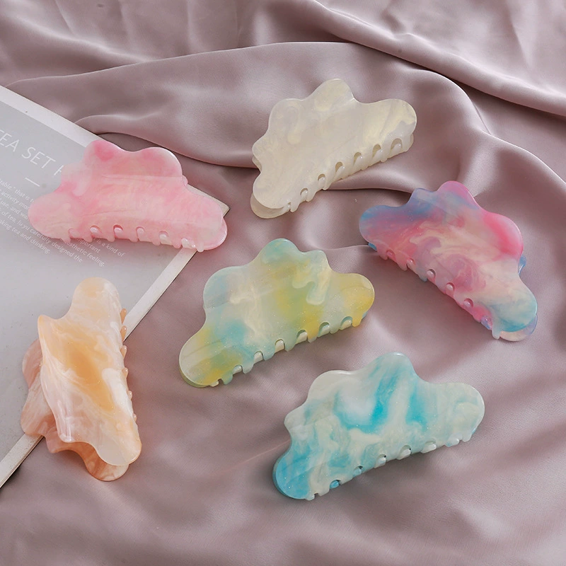 Big accessory, acrylic hairgrip, shark, ponytail, gradient, cloud