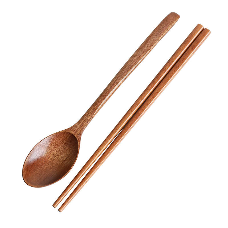Japón y Corea del Sur Cuchara de madera Cuchara macho Palillos masculinos Pintura vieja de madera a prueba de escaldaduras, fácil de limpiar, fácil de limpiar, juego de cuchara de palillos