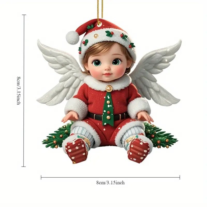 Cross-border nuevo lindo ángel acrílico colgante espejo retrovisor de automóvil colgante plano decoración de regalos de vacaciones