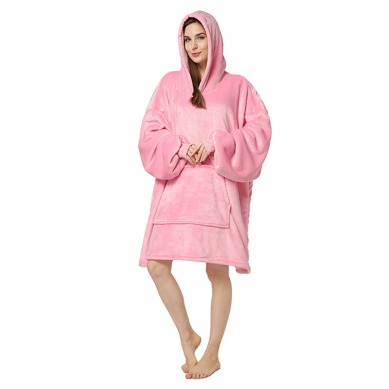 Huggle hoodieクロスボーダー750自宅で毛をつかんで帽子をかぶっている怠け者の寝衣のパジャマの外でテレビの毛布を着ます。|undefined