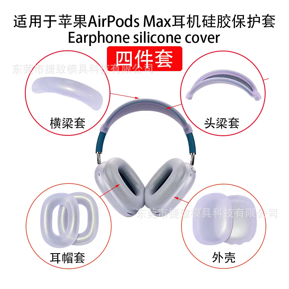 适用于AirPods Max耳机保护套 头梁套 耳帽套透明硅胶TPU保护壳