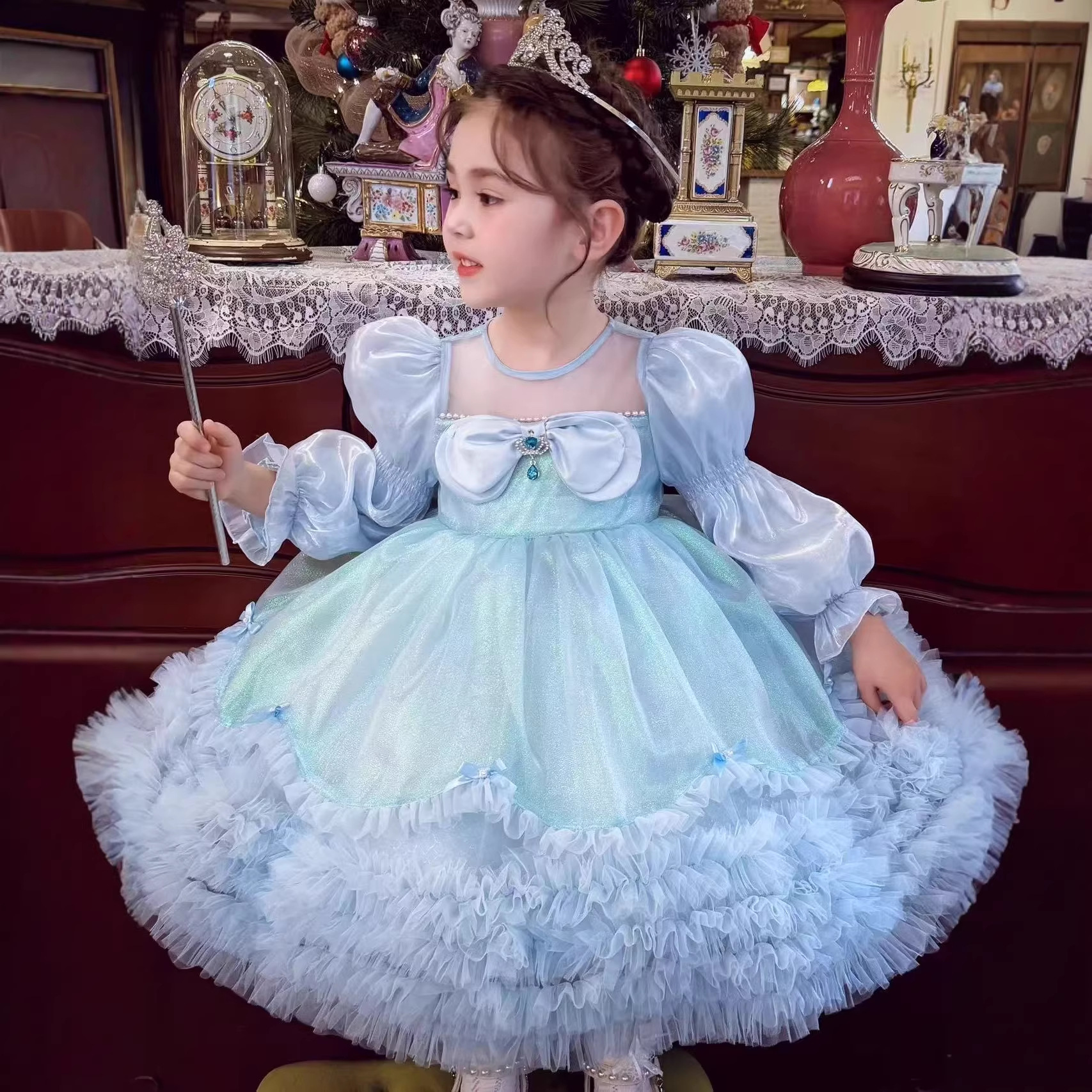 女童春装公主裙2026新款儿童韩版生日礼服网纱蓬蓬裙小女孩连衣裙