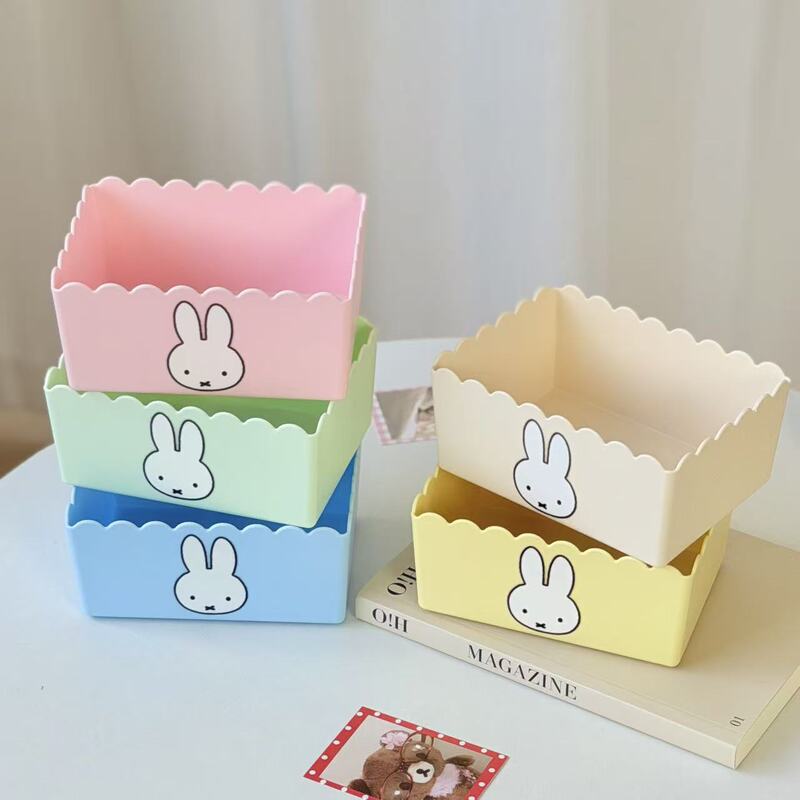 Miffy Rabbit Lace Desktop Storage Box for Household Sundries, Dormitory Multi-Functional Organizer, Cosmetic and Jewelry Box