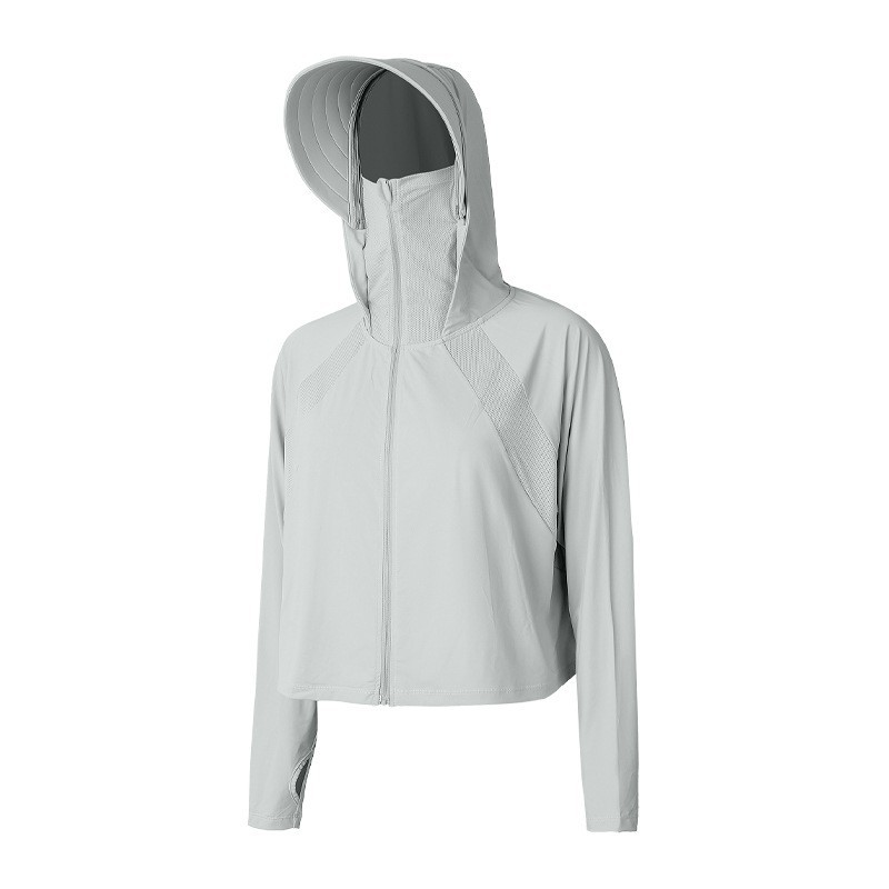 Verano chaqueta con capuchón protector solar camilla de hielo anti-UV chaqueta de manga larga para montar al aire libre ropa de protección solar para mujeres
